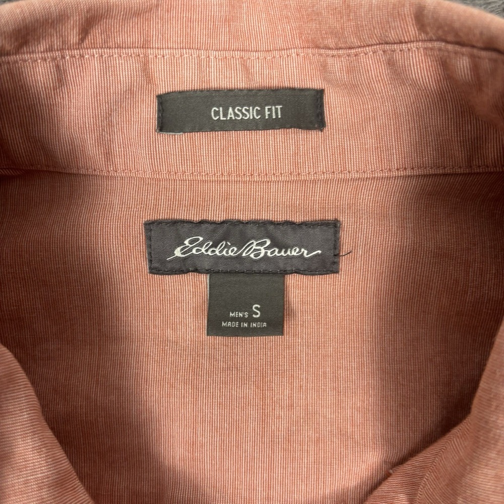 Eddie Bauer Shirt Mens Small Peach Classic Fit Button Down Pocket Utility Hiking - Picture 4 of 8